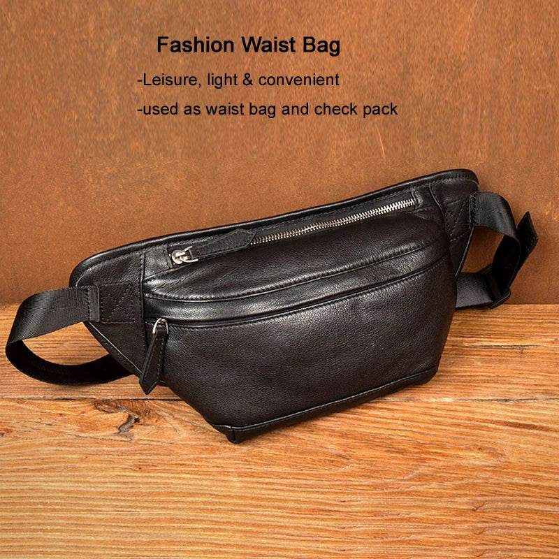 New Fashion Men's Genuine Leather Waist Bag